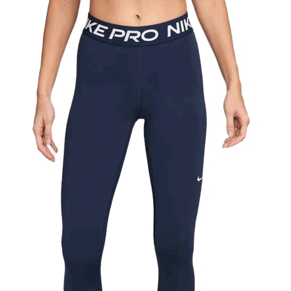 NIKE WOMEN'S PRO MID-RISE MESH-PANELED LEGGINGS - Picture 1 of 4